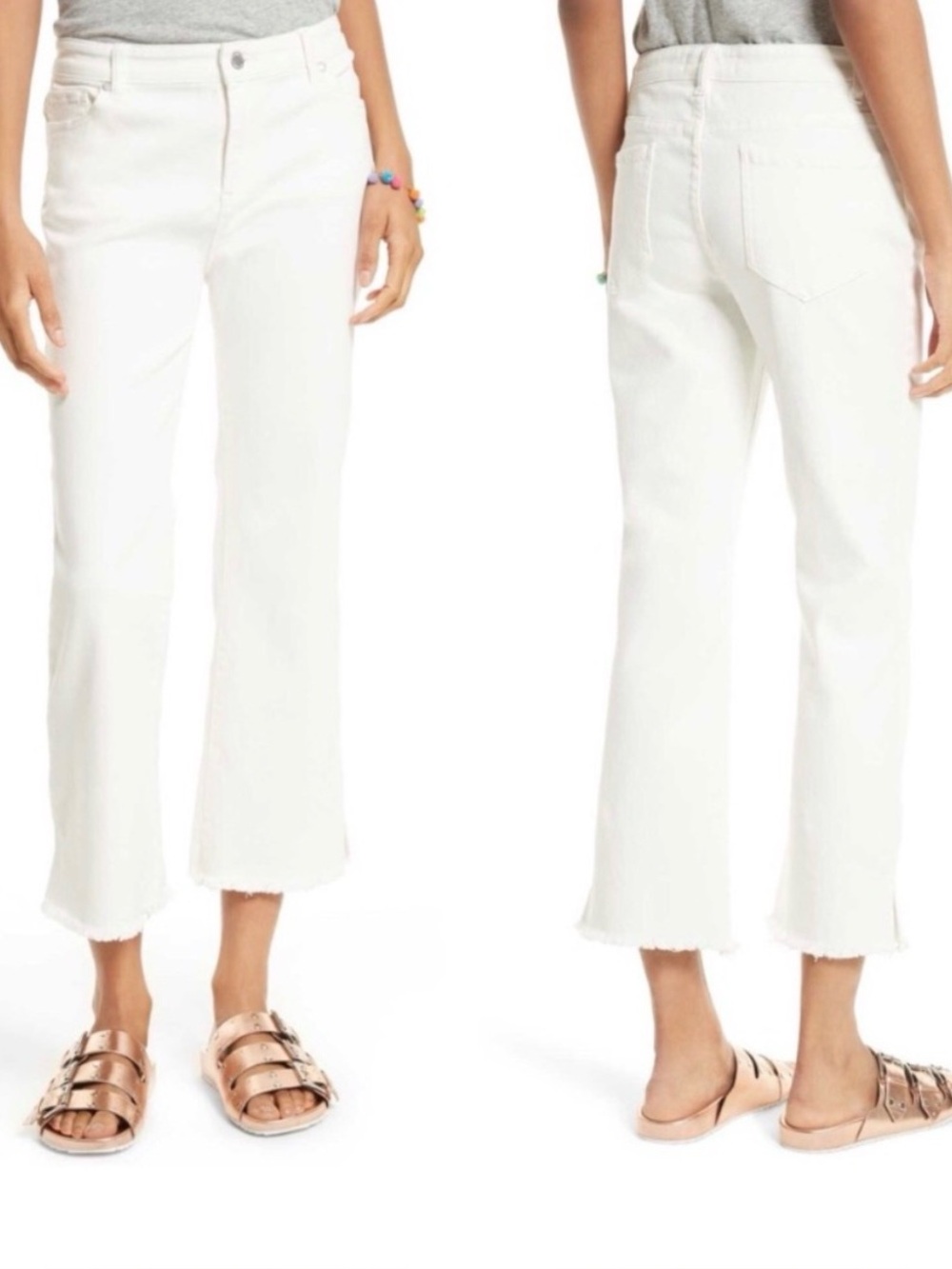 Rebecca Minkoff White Boulevard High-Rise Cropped Flare Jeans